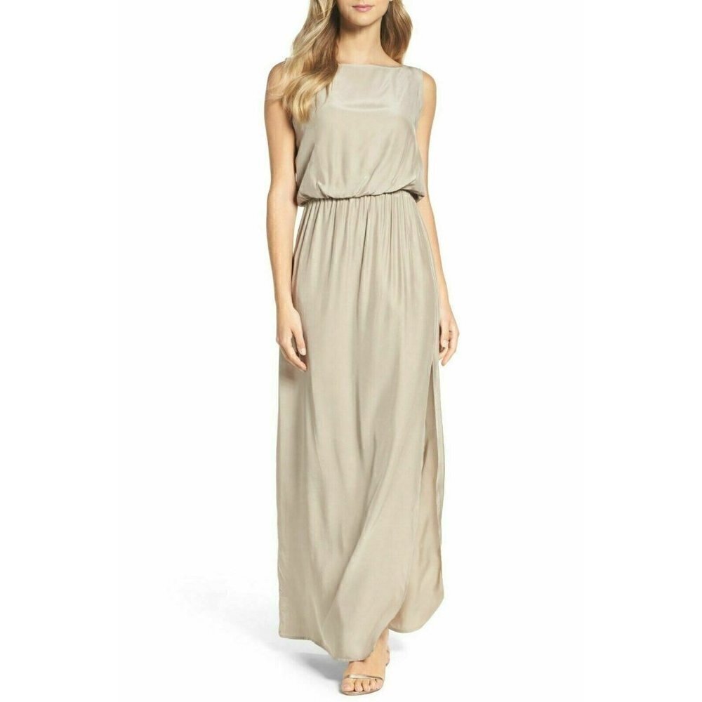 NATALIE DEAYALA  Drape Back Silk Column Gown XXL